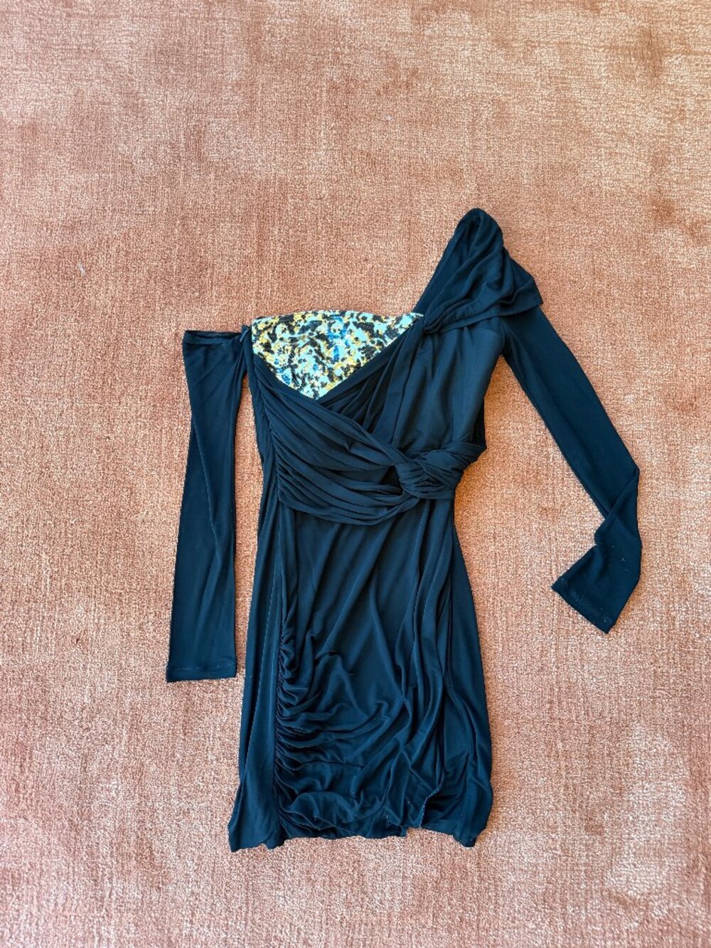 NWT Roberto Cavalli One Shoulder Sequin Knit Mini Dress IT 44 $1995